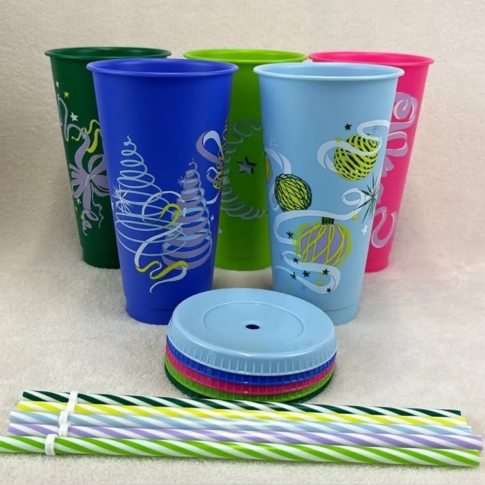 Starbucks Reusable Cold Cups, Color change, Holiday edition, 5 count, 24 oz each
